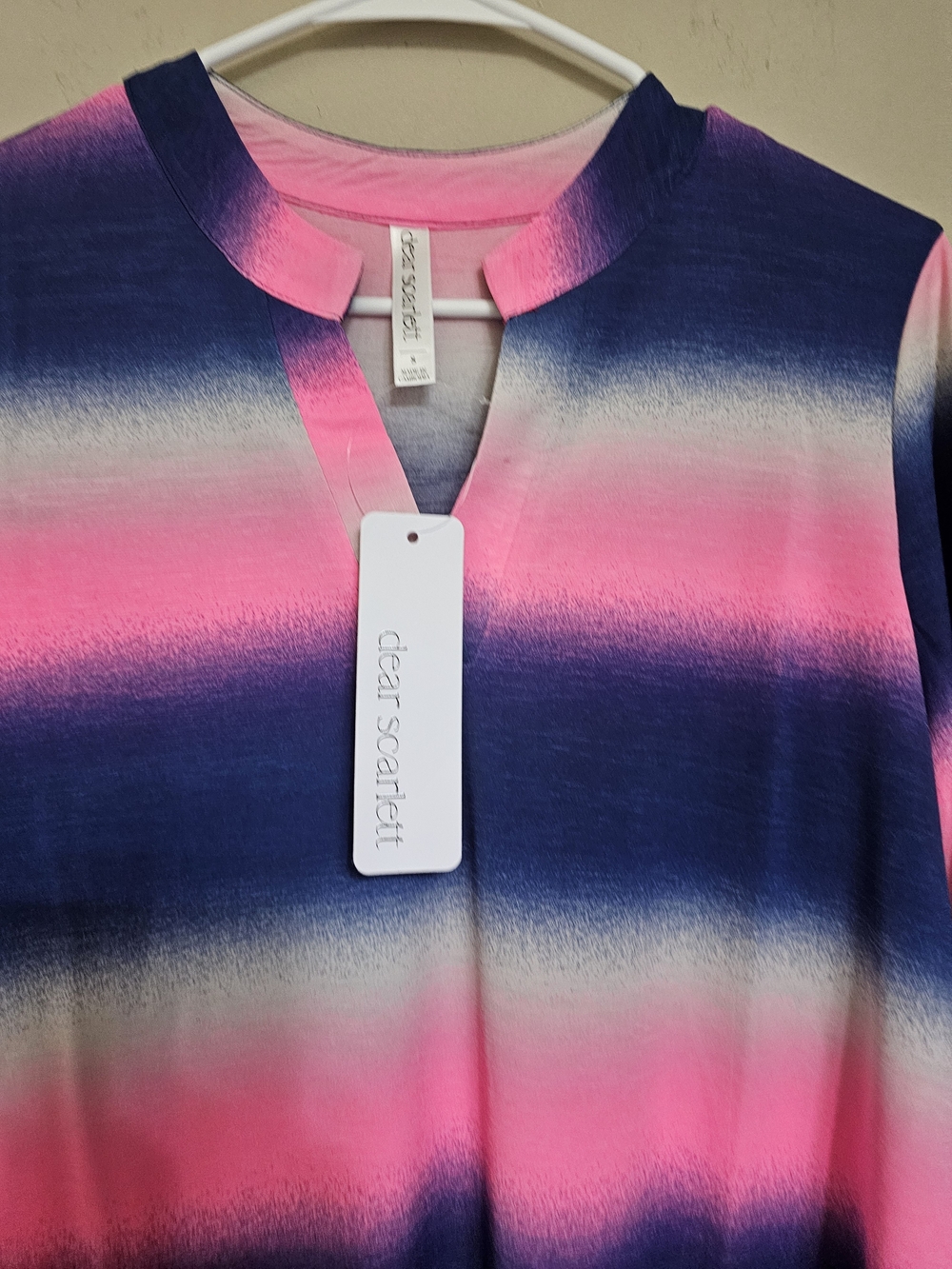 Dear Scarlett Ombre Stripe Tunic - Pink, Navy & White - Picture 4 of 5